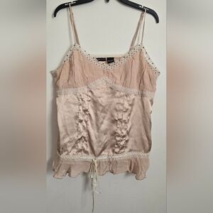 Vintage Women's Crown of Hearts Babydoll Camisole Large Y2K Coquette Sequin